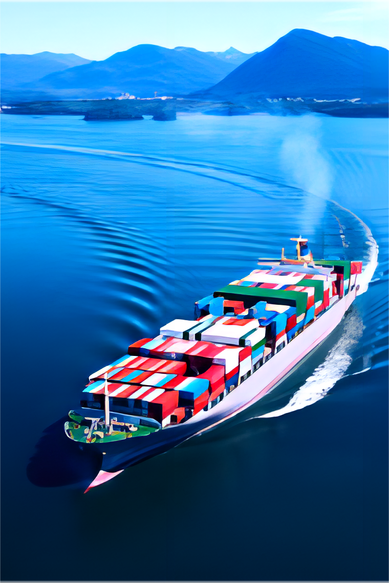 Cargo ship at a busy Chinese port preparing for international delivery