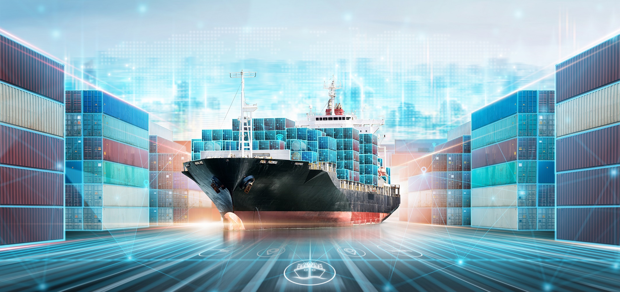 Logistics worker inspecting bulk cargo in a shipping warehouse